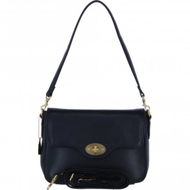 Ashwood Leather Twist Lock Flap Over Crossbody x Shoulder Bag - Black L35