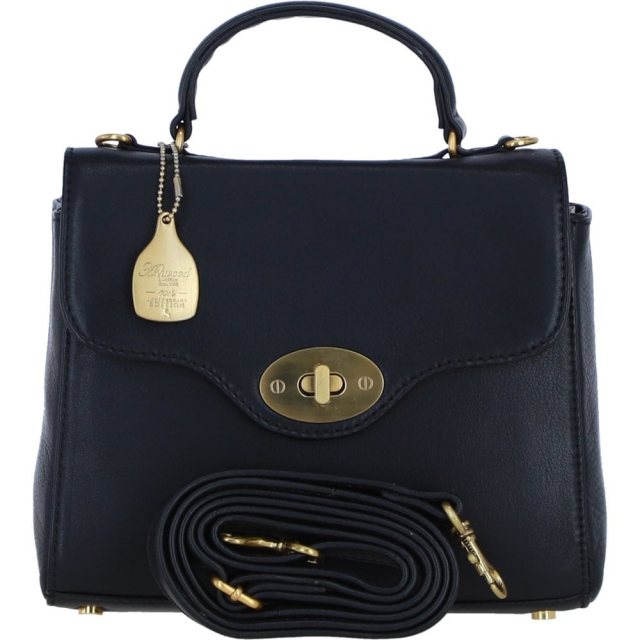 Ashwood Leather Twist Lock Handle Bag with Detachable Strap - Black L36