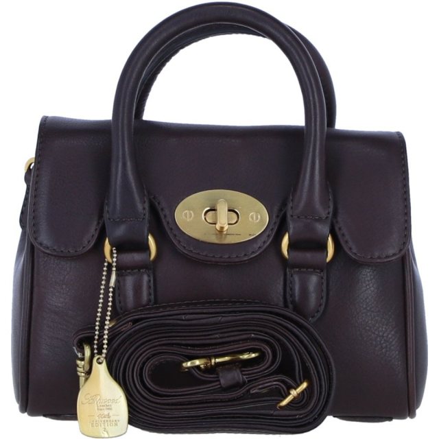 Ashwood Leather Twist Lock Small Shoulder Handbag - Brown L37
