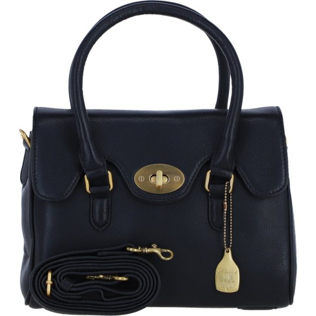 Ashwood Leather Twist Lock Medium Shoulder Handbag - Black L38