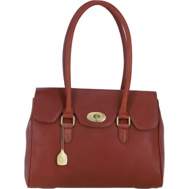 Ashwood Leather Twist Lock Large Shoulder Handbag - Tan L39