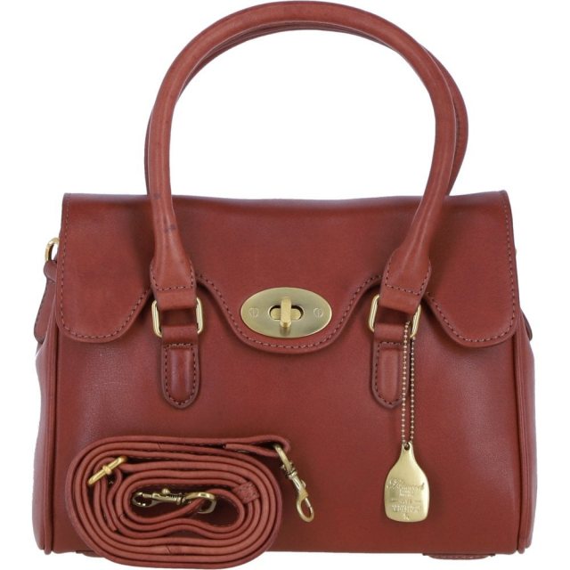 Ashwood Leather Twist Lock Medium Shoulder Handbag - Tan L38