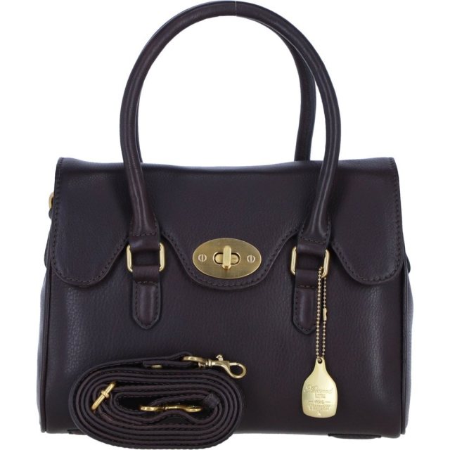 Ashwood Leather Twist Lock Medium Shoulder Handbag - Brown L38