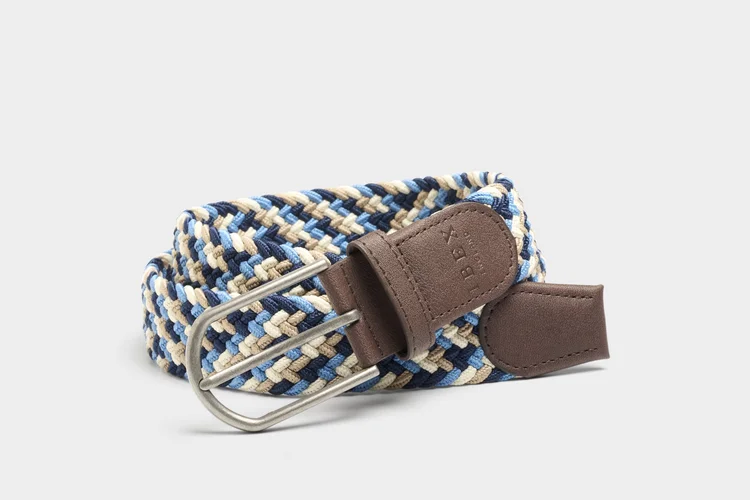 Ibex Mens Repreve 9214 Stretch Woven Belt Beige/White/Blue/Navy