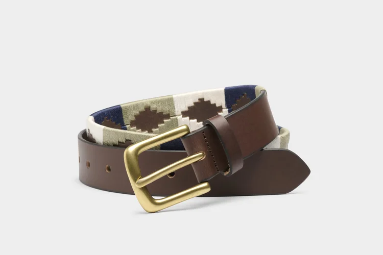 Ibex Mens 30045 Polo Belt Taupe/Beige/Navy