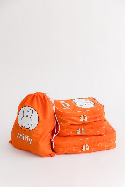 Miffy Packing Cubes 4pc Set Orange With White Bunny