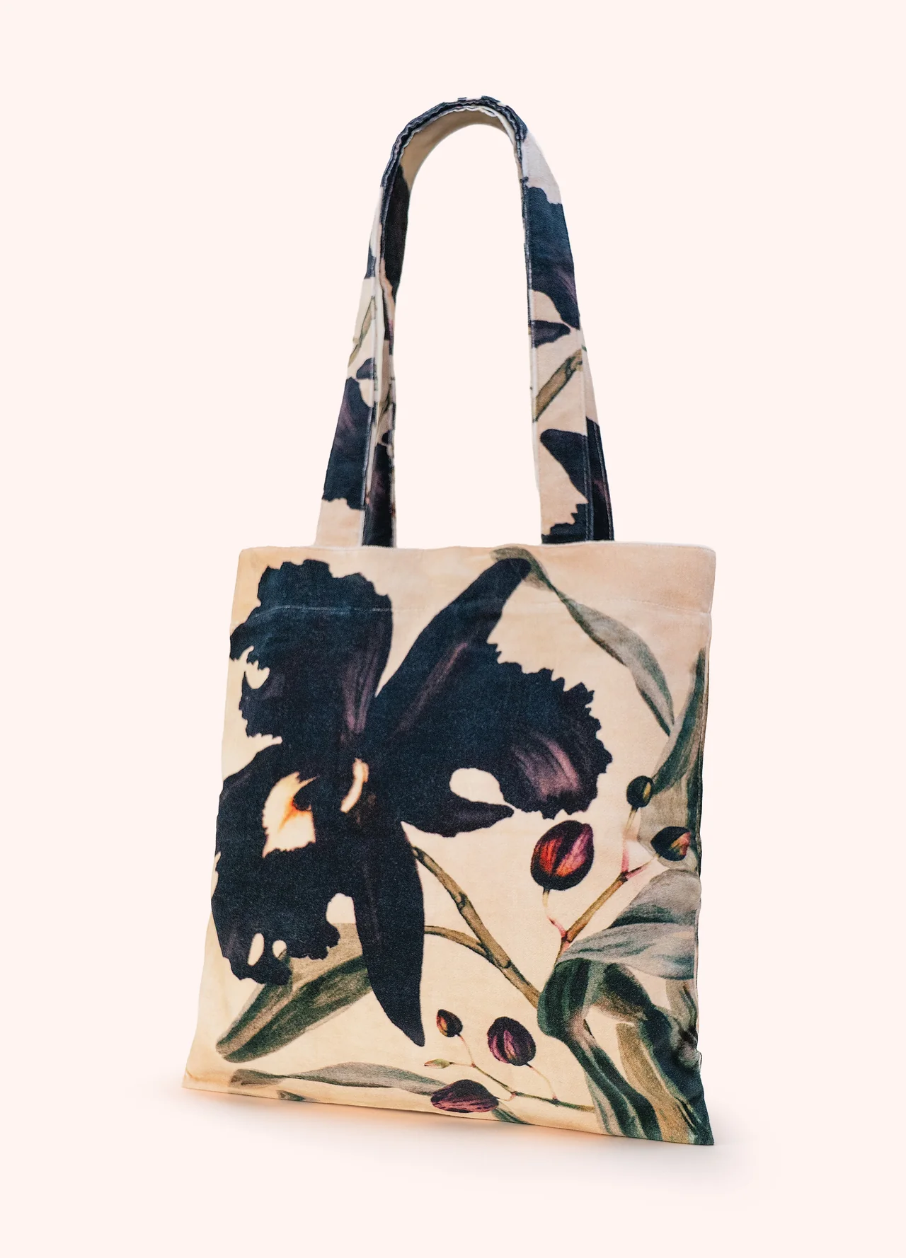 Powder Velvet Tote Bag - Midnight Orchid