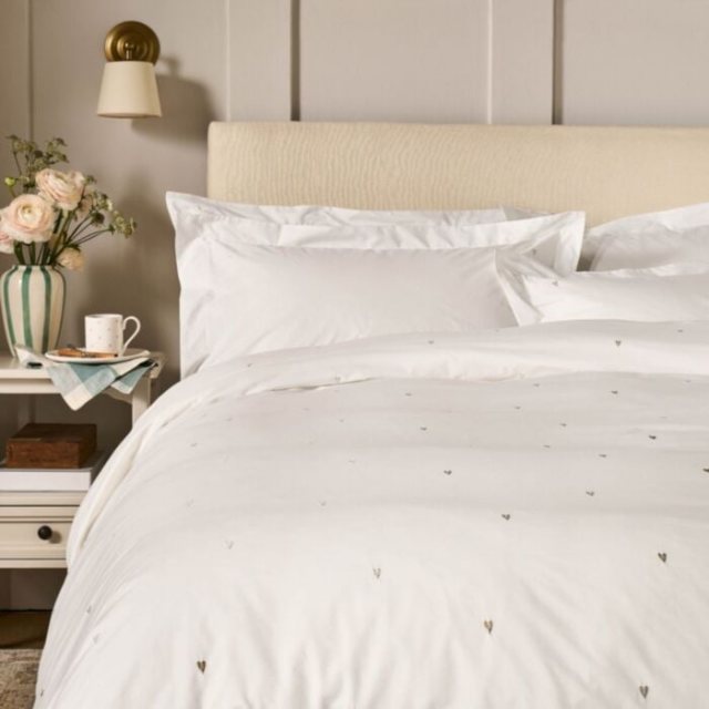 Sophie Allport Love Hearts Embroidery Pale/Natural Bedding