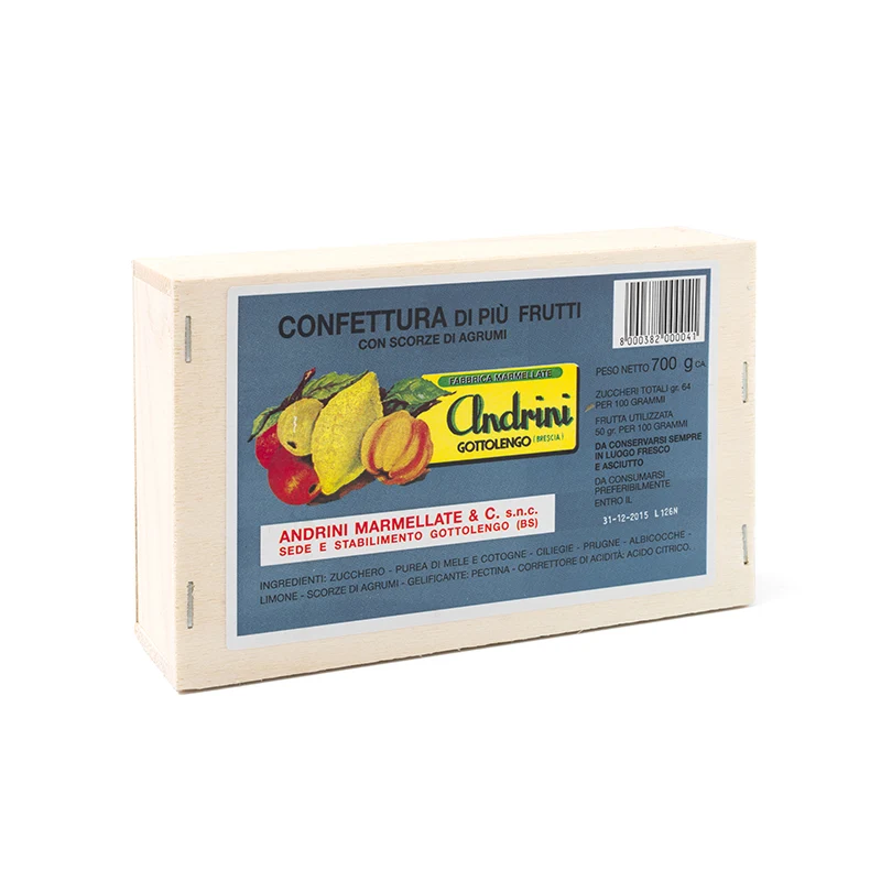 Andrini Confetture di Piu Frutti (Multi-Fruit Conserve in a Wooden Box) 350g