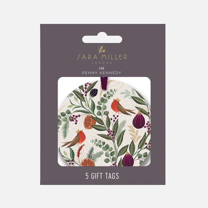 Sara Miller Figs & Ferns Cream Gift Tags - 5 Pack