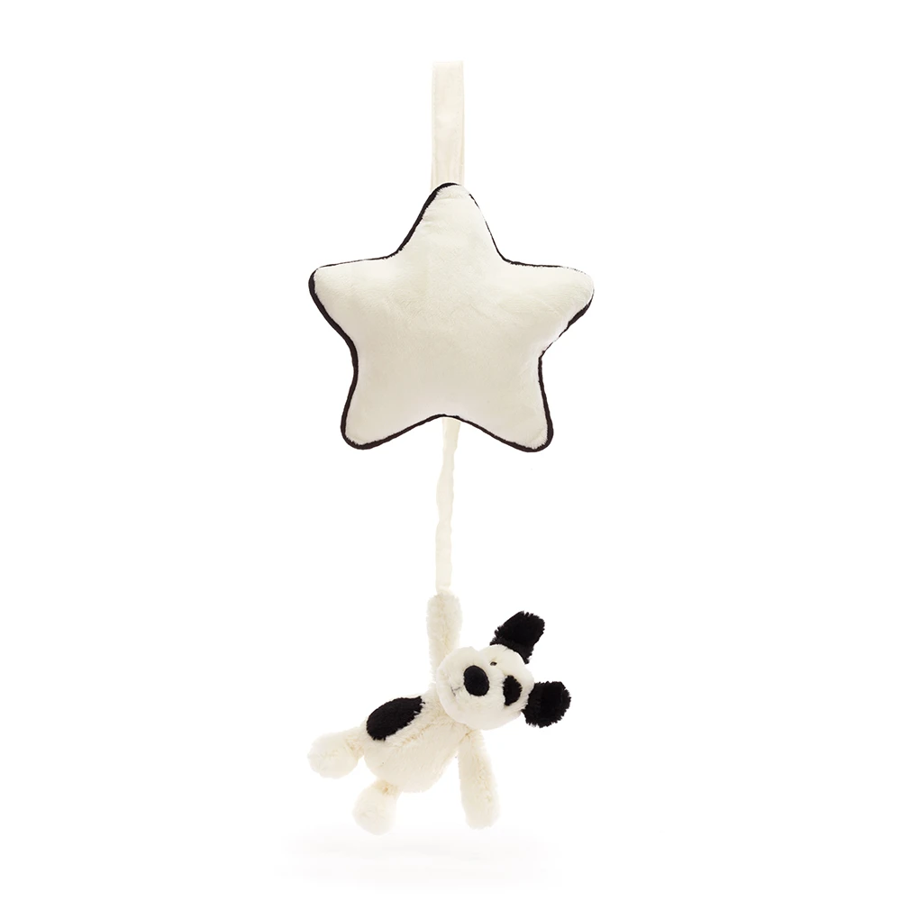 Jellycat Bashful Rufferty Black & Cream Puppy Musical Pull
