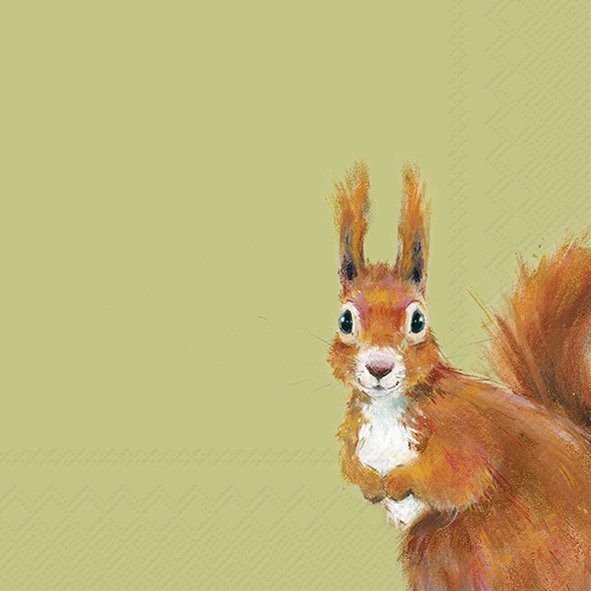 IHR Napkins Squirrel Hazel Green