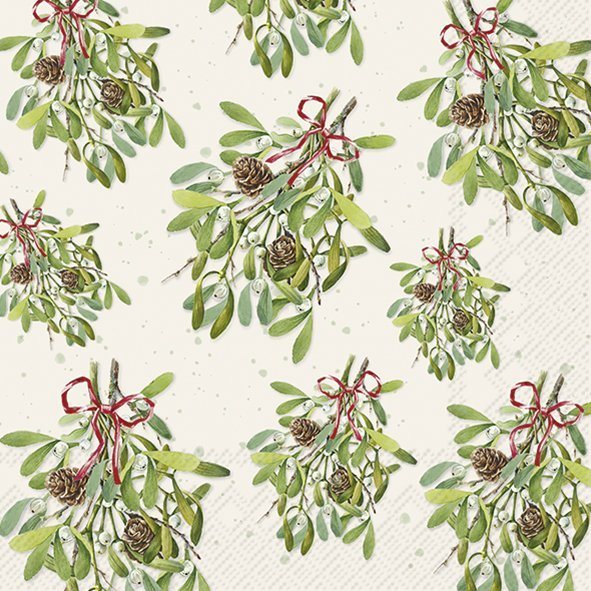IHR Napkins Mistletoes Cream