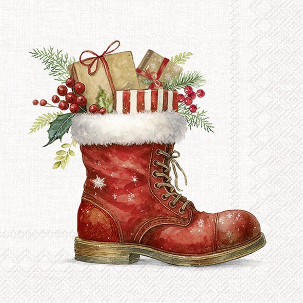 IHR Napkins Christmas Boot Cream