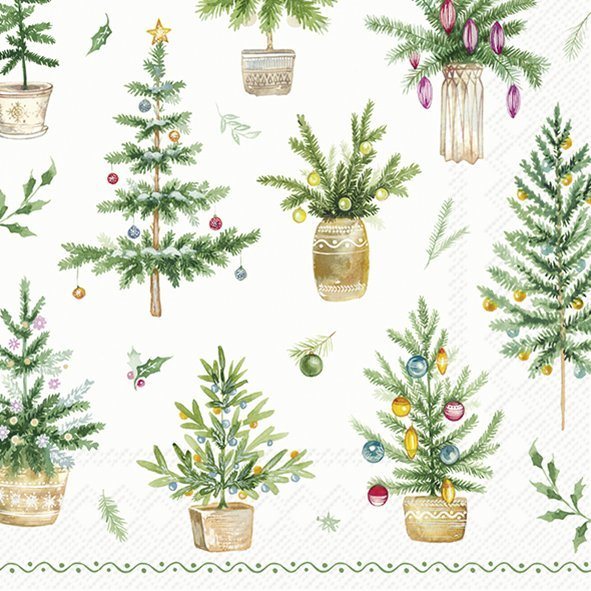 IHR Napkins Festive Holidays Green