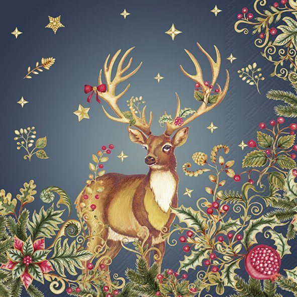 IHR Napkins Opulent Deer Blue