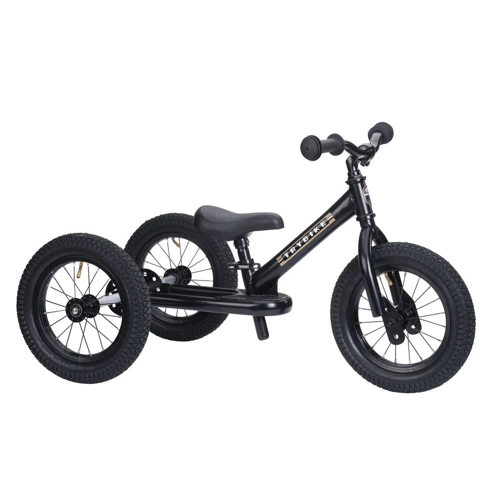 Trybike 2 in 1 Steel Balance Bike & Trike - BLACK
