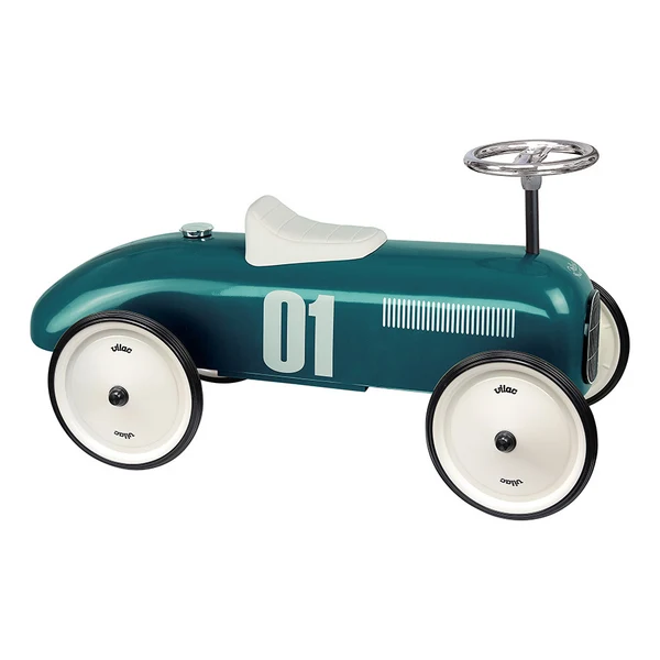 Vilac Vintage Ride On Racing Car - PETROL BLUE