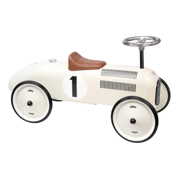 Vilac Vintage Ride On Racing Car - CREAM