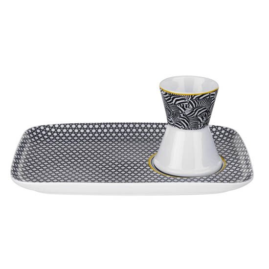 Ted Baker Portmeirion D/C   TBG Egg Cup & Snack Plate - Blanchard Black