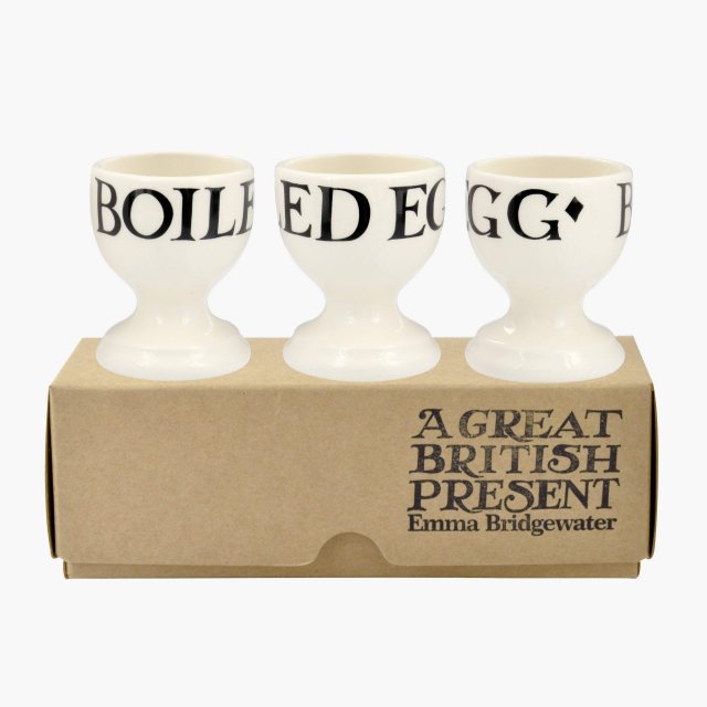 Emma Bridgewater Black Toast Set of 3 Egg Cups Boxed