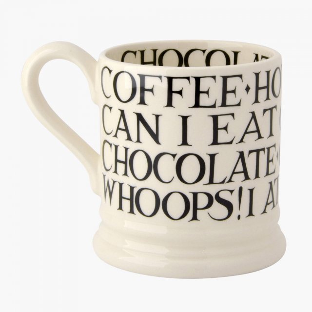 Emma Bridgewater Black Toast All Over Writing 1/2 Pint Mug