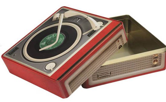 Vintage Record Player Tin