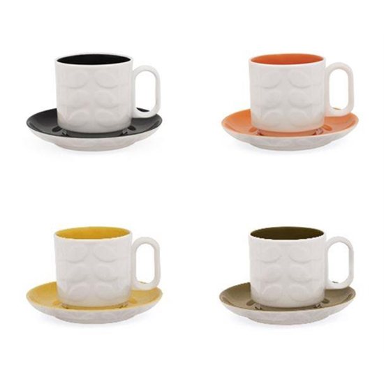 Orla Kiely Espresso Cup & saucer Set of 4 Raised Stem