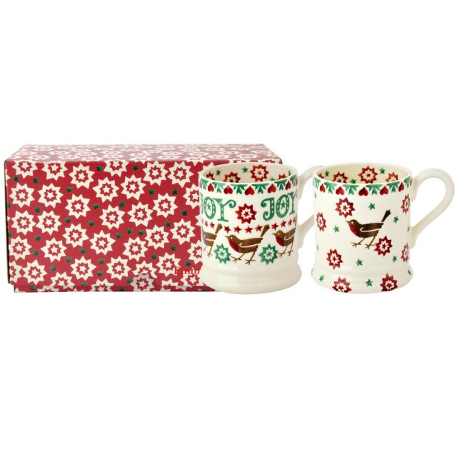 Emma Bridgewater Robin & Joy Star S/2 0.5pt Mug Boxed