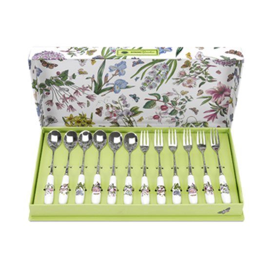 Portmeirion Pottery Botanic Garden Pastry Fork & Tea Spoon Set Of 12