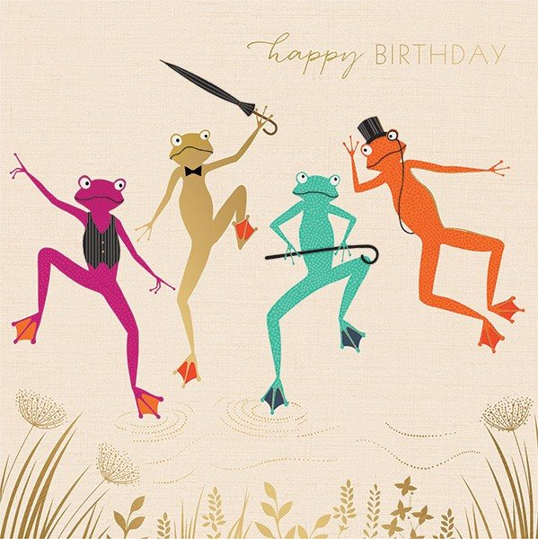 Sara Miller Happy Birthday Greetings Card - Frogs