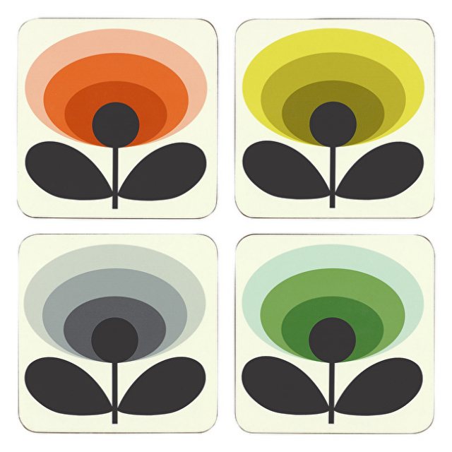Orla Kiely D/C   Coasters 70's Oval Flower Set of 4