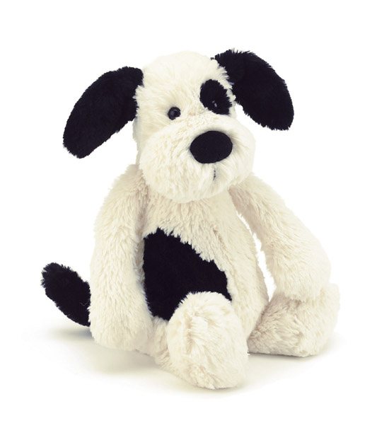 Jellycat Soft Toys Bashful Black & Cream Puppy Small