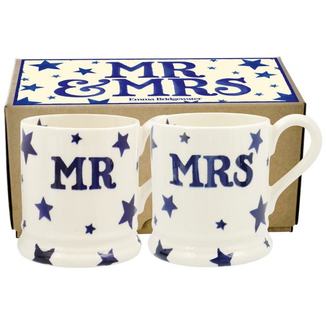 Emma Bridgewater D/C   Starry Skies S/2 Mr & Mrs 0.5pt Mugs Boxed