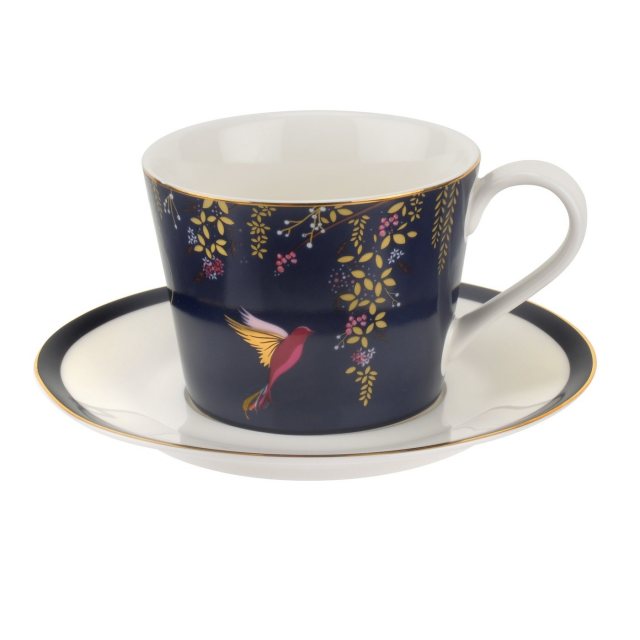 Sara Miller London Sara Miller Chelsea Collection Tea Cup & Saucer Navy