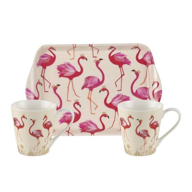 Sara Miller London D/C   Sara Miller Flamingos Mug & Tray Set
