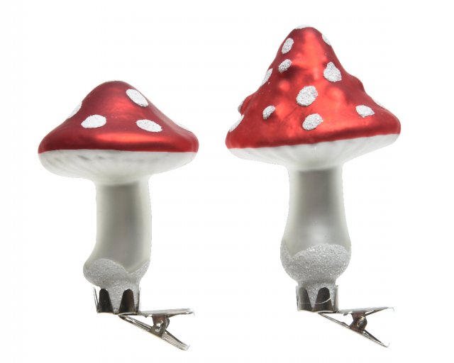 Set of 3 Glass Mushroom on Clip