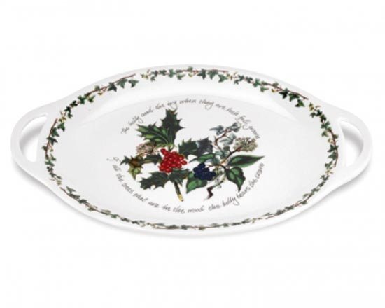 Portmeirion Pottery The Holly & The Ivy Oval Handled Platter 18inch