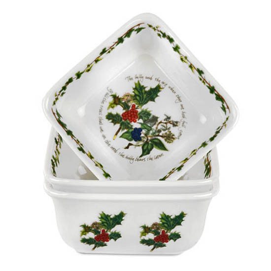 Portmeirion The Holly & The Ivy Mini Square Dishes Set of 3