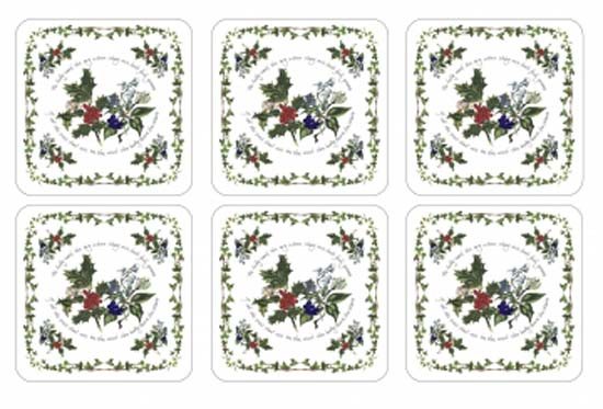 Portmeirion Pottery The Holly & The Ivy Coasters Set Of 6