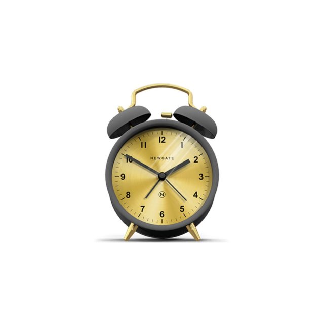 Newgate The Charlie Bell Alarm Clock Grey & Brass