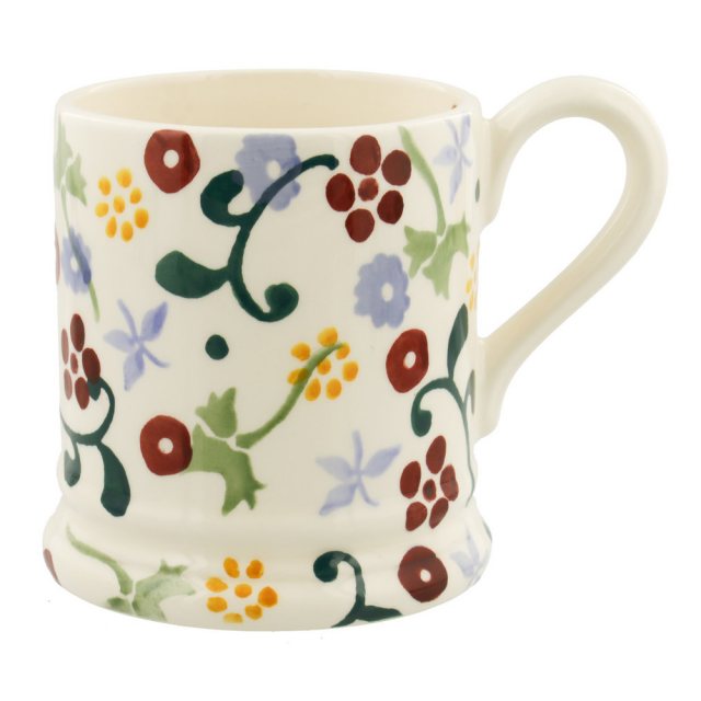 Emma Bridgewater Kitchen Craft Grey Floral / Polka Dot Mug - Set of 4
