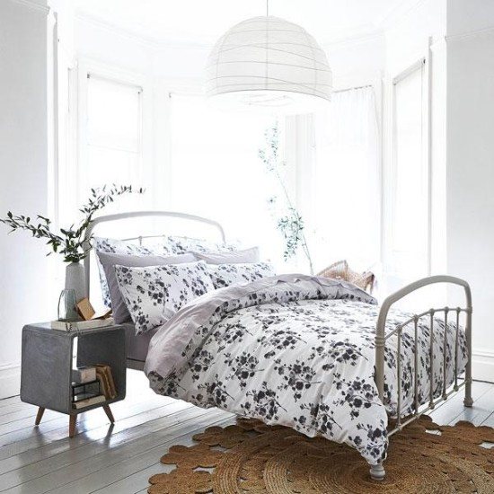 Turner Bianca Sprig Cotton Print Grey Superking Duvet Set Duvet