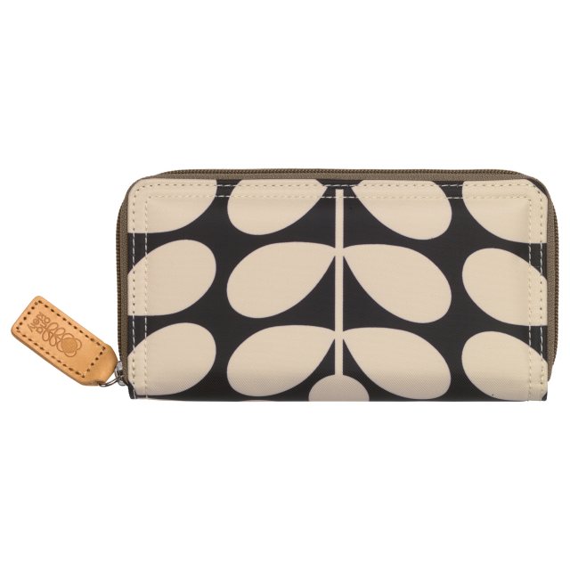 Orla Kiely Ashwood 8 Card Zip Large Leather Purse - Black