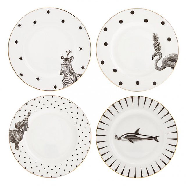 Yvonne Ellen Yvonne Ellen Set of 4 Cake plates Safari Animals