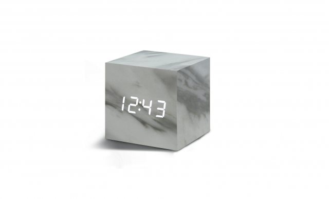 Gingko Cube Marble Click Clock