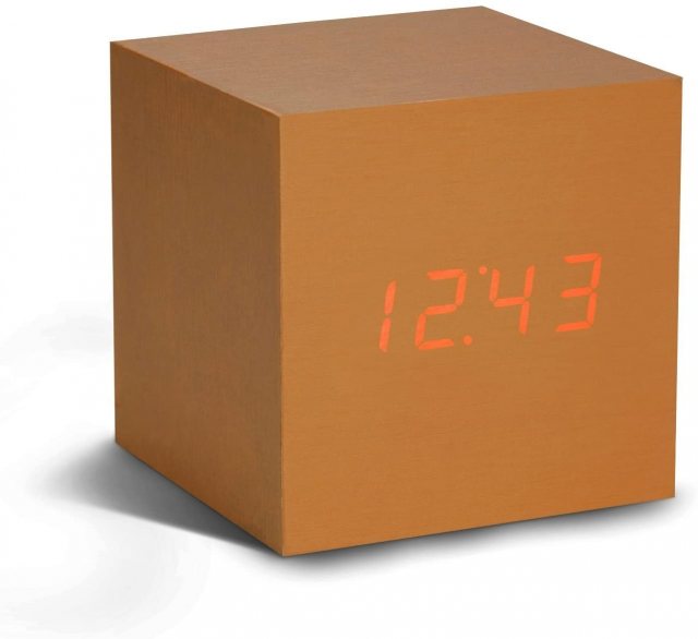 Gingko Cube Copper Click Clock
