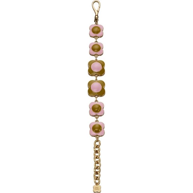 Orla Kiely Orla Kiely Gold Plated Pink/Green Enamel Flower Bracelet