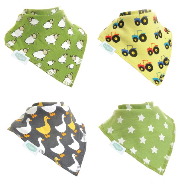 Ziggle Dribble Bib 4 Pack Farm