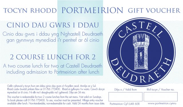 Portmeirion Cymru Castell Deudraeth Lunch For Two Including Free Entry Portmeirion Gift Voucher